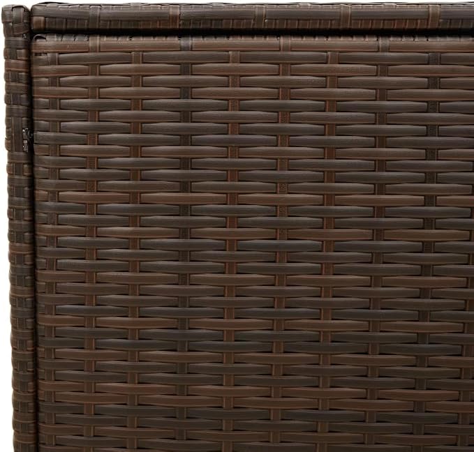 Wicker Outdoor Deck Box with Wheels, 74.8 Gal Outdoor Storage Box with Lid, PE Rattan Storage Container for Pillows, Cushions, Gardening Tools, 50"x21.7"x22"/23.4" Brown