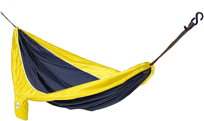 Parachute Silk Lightweight Portable Double Hammock, Blue/Yellow