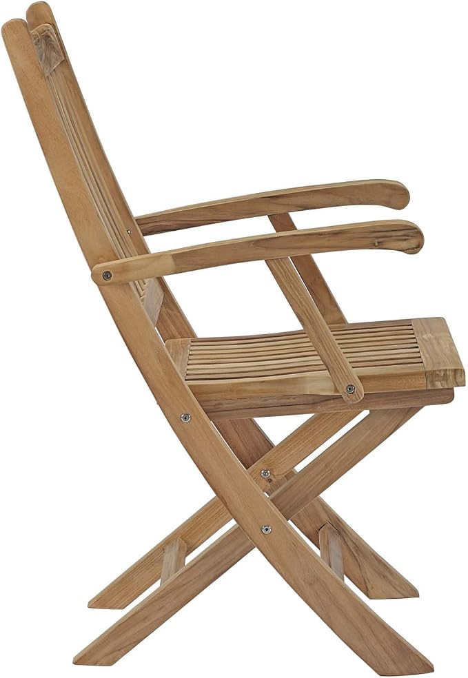 Modway EEI-3281-NAT-SET Marina Premium Grade A Teak Wood 9-Piece Outdoor Patio Dining Furniture Set, Eight Armchair/One Table, Natural