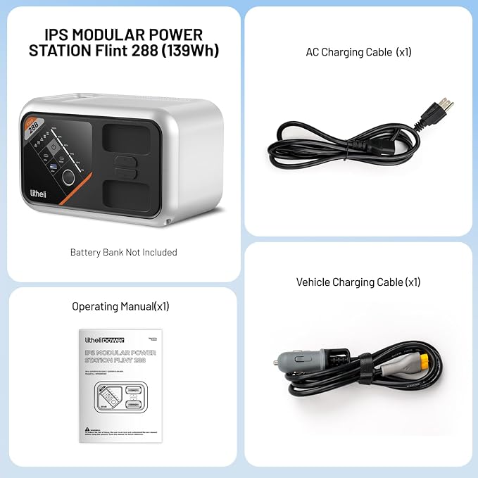 Litheli 288 Series Portable Power Station 139Wh Camping Lithium Battery Solar Generator, 300W AC/100W USB-C Outlets, 0-95% in 50Min, Power Bank(Solar Panel Optional) for Home Outdoor Emergency RV Van