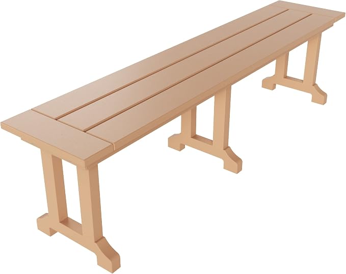 WO Home Furniture Adirondack Patio Dining Chair Table Bench Set of 6 PCS Rectangle Dinner Table Dining Armless Chairs (Teak)