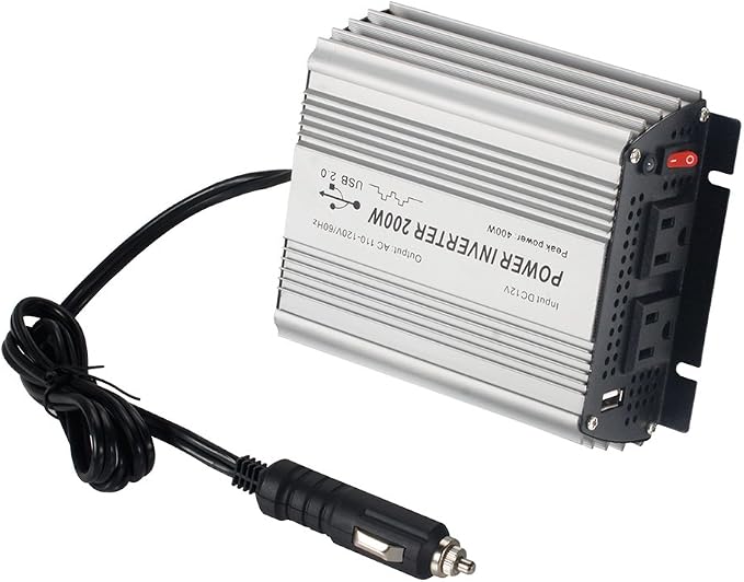 200W Power Inverter DC 12V,Output 110V-120V AC Car Inverter with USB Car Adapter