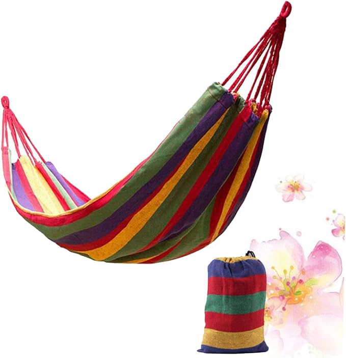 BESPORTBLE Thickened Canvas Swing Hammock for People Outdoor Camping Hammock Ropes Lightweight Easy to Carry