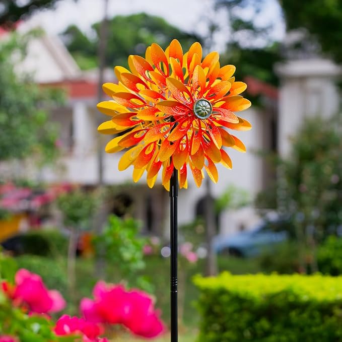 VEWOGARDEN Sunflower Wind Spinner with 6 Blades, Metal Kinetic Wind Spinners Outdoor for Yard, Garden, Lawn Decorations
