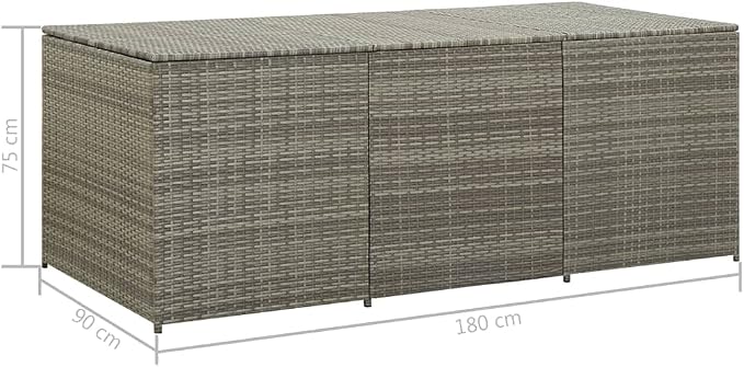 Garden Storage Box Indoor/Outdoor Storage Container and Gardening Tools - Store Items on Patio, Garage, Yard.Poly Rattan 70.9"x35.4"x29.5" Gray