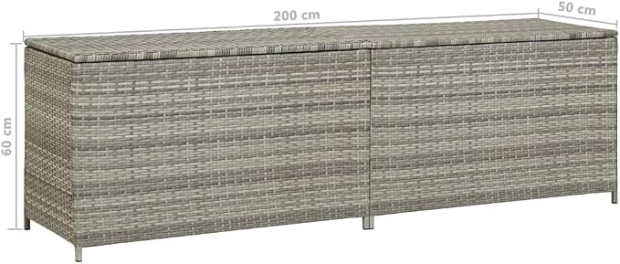 Garden Storage Box Indoor/Outdoor Storage Container and Gardening Tools - Store Items on Patio, Garage, Yard.Poly Rattan 78.7"x19.6"x23.6" Gray