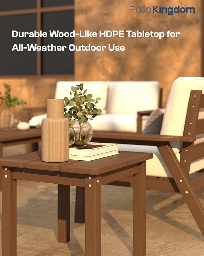 7 Piece Patio Conversation Sets, Outdoor Couch with Washable Thick Beige Cushions, HDPE Patio Furniture Set with 12FT Umbrella, Outdoor Sectional Furniture for Backyard (Brown Frame)