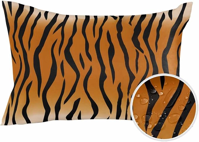 Outdoor Waterproof Throw Pillows Natural Tiger Skin Texture Patio Pillows,Decorative Pillow Covers with Insert,Pillow Cushion Case for Garden Couch Sofa Wildlife Animals Striped