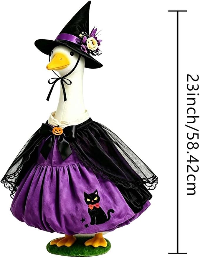 Mtsebmves Pumpkin Wizard Porch Goose Outfit Witch Geese Costume 23-Inch Porch Goose Dress for Yard Lawn Outdoor Garden Patio