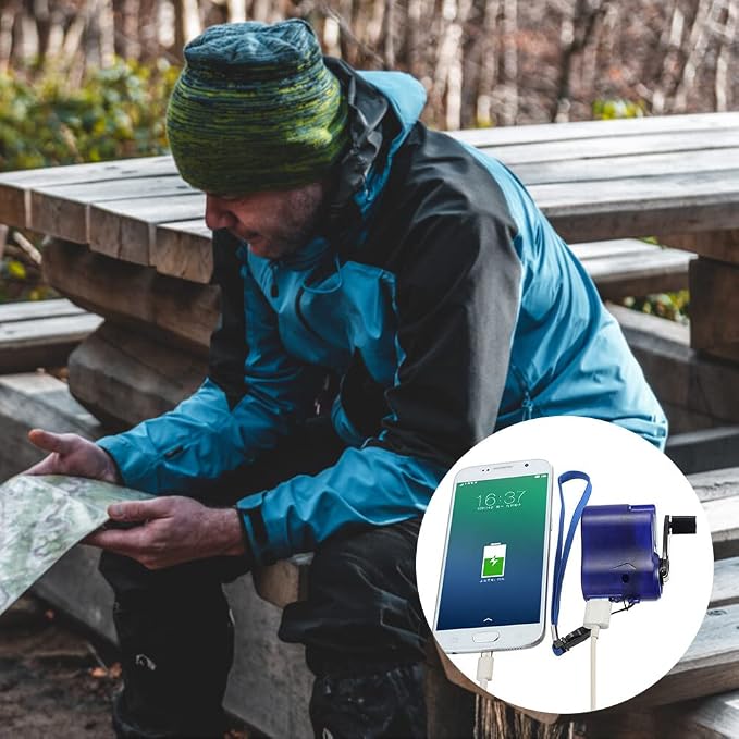 Hand Crank Generator, 5V USB Hand Crank Charger for Cell Phone, Emergency Camping Outdoor Mobile Phone Charging
