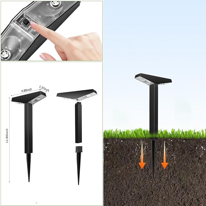 Solar Pathway Lights 4 Pack Outdoor, Waterproof Solar Garden Lights for Lawn, Patio, Walkway ,Auto On/Off, Warm White 3000K Decorative Landscape Lighting