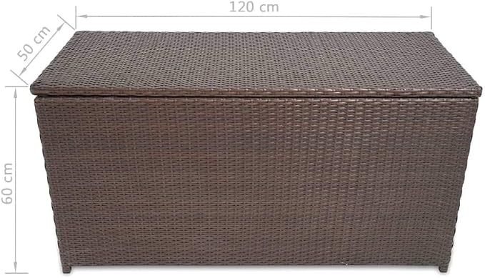 (Fast Shipments) Deck Storage Container, Organization & Outdoor Storage Container for Patio Furniture Pillows, Garden Tools Garden Storage Box Brown 47.2"x19.7"x23.6" Poly Rattan