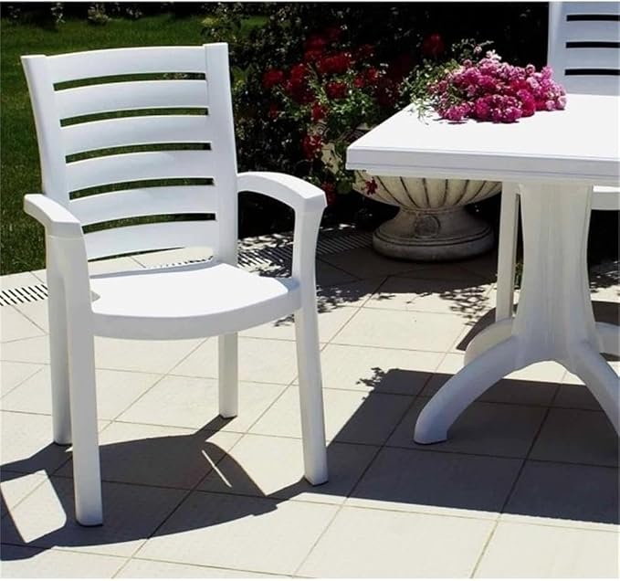 Home Square Patio Dining Sets for 4 People, Modern Outdoor Furniture with Round Patio Dining Table and Chairs, Heavy Duty UV Resistant Resin Frame