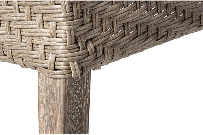 Pemberly Row 7 Piece Patio Dining Set, FSC Eucalyptus Wood Table and Wicker Chairs, Degas/Vintage Patina Finish, 71 in Rectangle Table, UV-Resistant Cushions, Driftwood Style, Outdoor Furniture Set