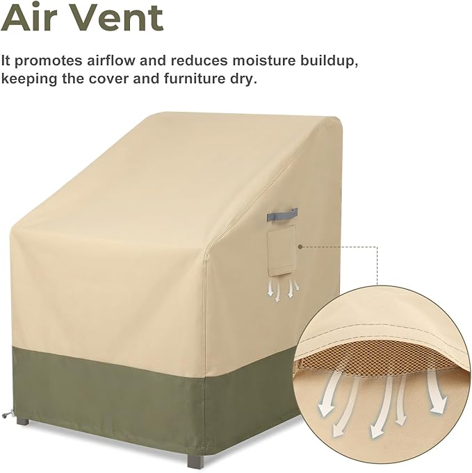 BPS Patio Chair Cover for Lawn Deep Seat and Deck Swivel Chairs, 600D Waterproof Cover with Attached Storage Bag and Reflective Handles for Outdoor Furniture, 30''W x 34''D x 38''H