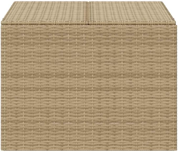 Outdoor Garden Storage Box 77 Gallon Deck Box with PE Rattan Finish, Weather Resistant Patio Organizer for Cushions and Blankets, Mix Beige