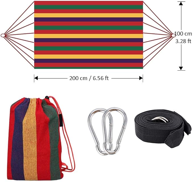 Single Camping Hammock 550lb Anti-Rollover Canvas Comfortable Fabric Hammock with Tree Straps for Backpacking Outdoor Travel Beach Backyard (Red)