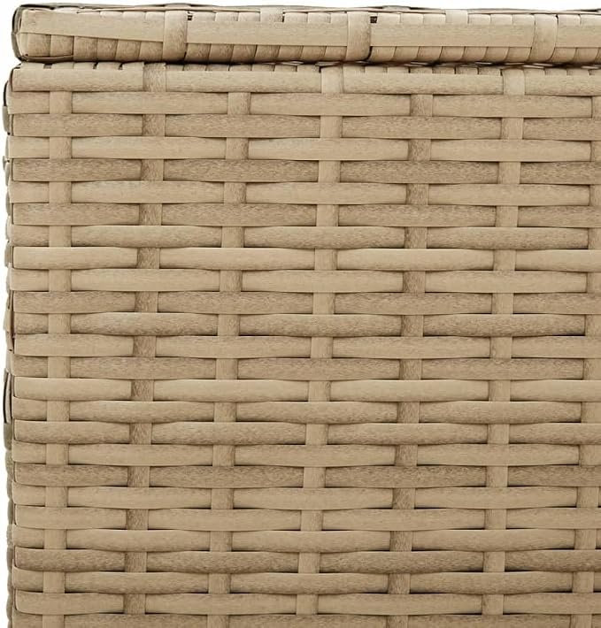Wicker Outdoor Deck Box, Outdoor Garden Storage Box with Lid, PE Rattan Storage Container for Pillows, Cushions, Gardening Tools, 70.9"x35.4"x27.6" Mix Beige