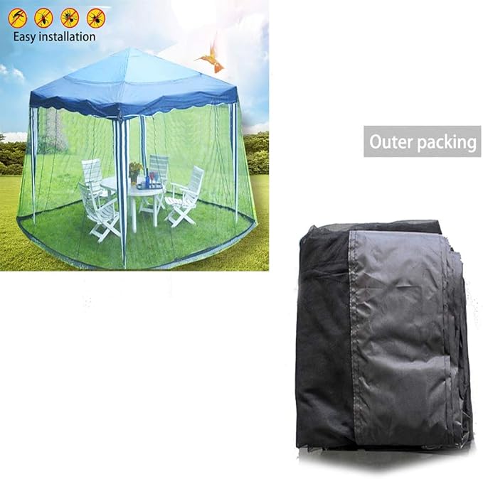10 Feet Mosquito Net for Patio Installed in Square Patio Umbrella Water Injection Type Wind and Mosquito Net(Black)