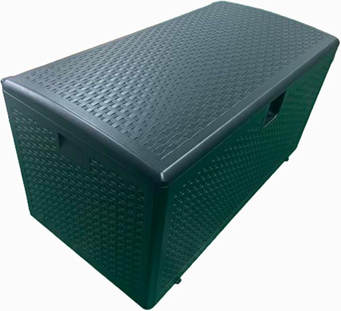 73 gal Brown Resin Deck Box, Outdoor Storage Box with Lockable Lid & Weatherproof Design, Extra Large Patio Storage Container for Garden Tools, Pool Toys, Furniture Cushions, Black