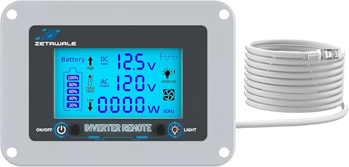 Wired Remote Controller with LCD Screen for Model ZATEWALE P1500W P2000W P3000W P4000W Pure Sine Wave Inverter