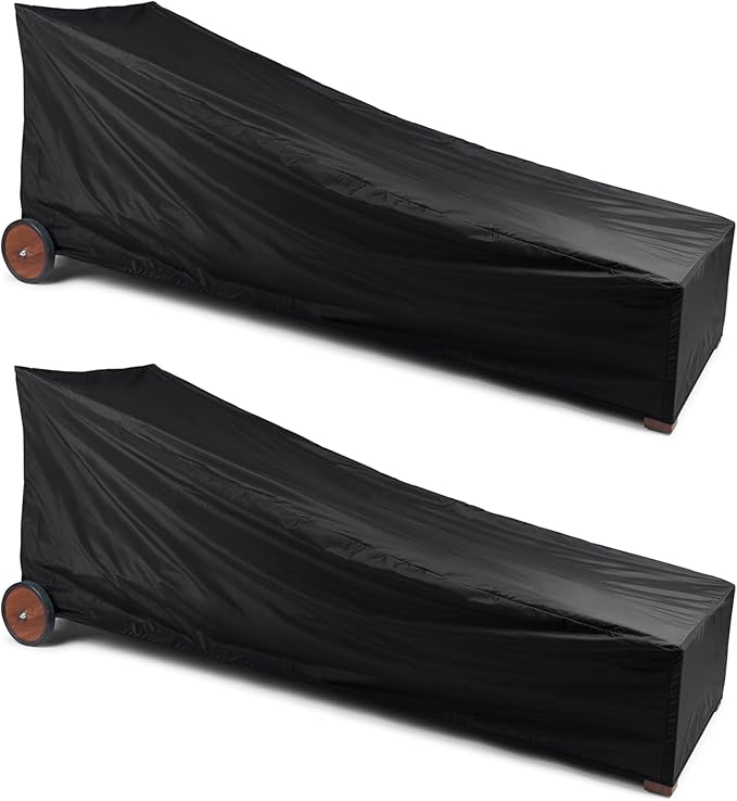 Covermates Chaise Lounge Cover - Light Weight Material, Weather Resistant, Elastic Hem, Seating and Chair Covers, 25W x 78D x 30H - Set of 2, Black