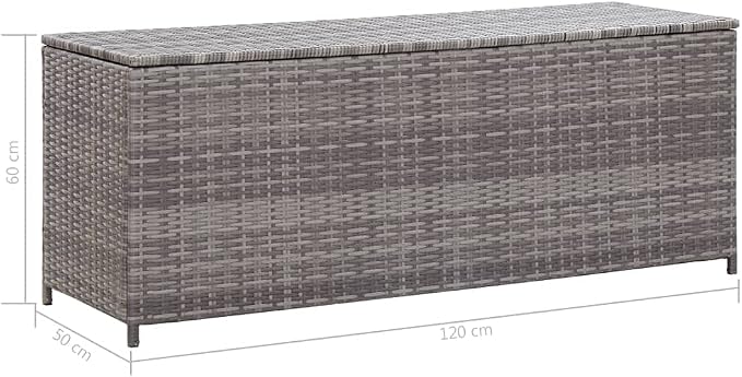 (Fast Shipments) Deck Storage Container, Organization & Outdoor Storage Container for Patio Furniture Pillows, Garden Tools Garden Storage Box Gray 47.2"x19.7"x23.6" Poly Rattan