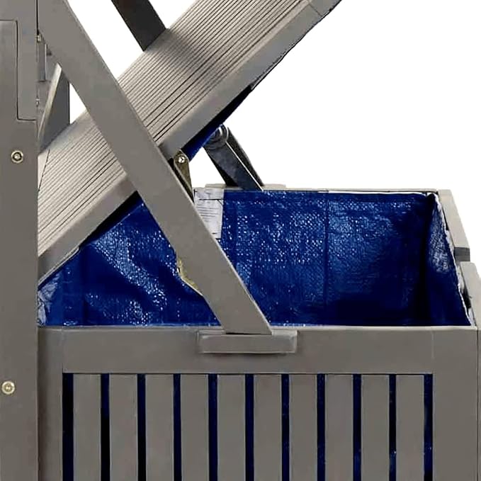 Outdoor Storage Box with Integrated Trellis, Large Solid Acacia Wood Garden Storage Chest, Weathered Finish Patio Organizer for Backyard, 39 x 20 x 63 Inches