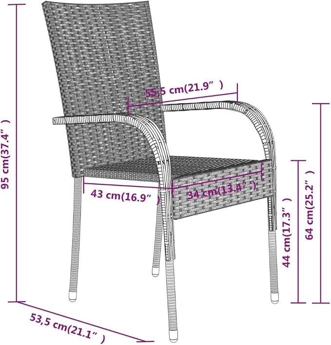 7 Piece Patio Dining Set Gray and Black Outdoor Rattan Table and Chairs for 6 with Tempered Glass Top, Weather Resistant Steel Frame for Garden Yard Deck Backyard Dining