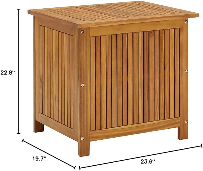 Solid Acacia Wood Storage Box, Rectangular Outdoor Garden Trunk with Oiled Finish, Weather-Resistant Deck Storage for Patio, Porch, Hallway, Medium, Brown
