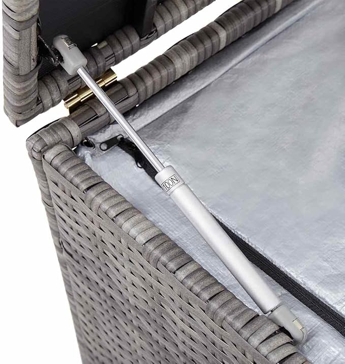 Poly Rattan Patio Storage Box Gray, 59.1" x 19.7" x 23.6", Outdoor Storage Chest with High Load-Bearing Capacity, Doubles as Bench for Cushions and Pillows