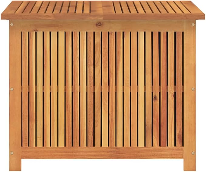 Solid Acacia Wood Garden Storage Box with Flap Closure, 29.5x29.5x22.8 Inch Outdoor Storage Container for Cushions Tools and Toys, Water-Resistant Weatherproof Organizer