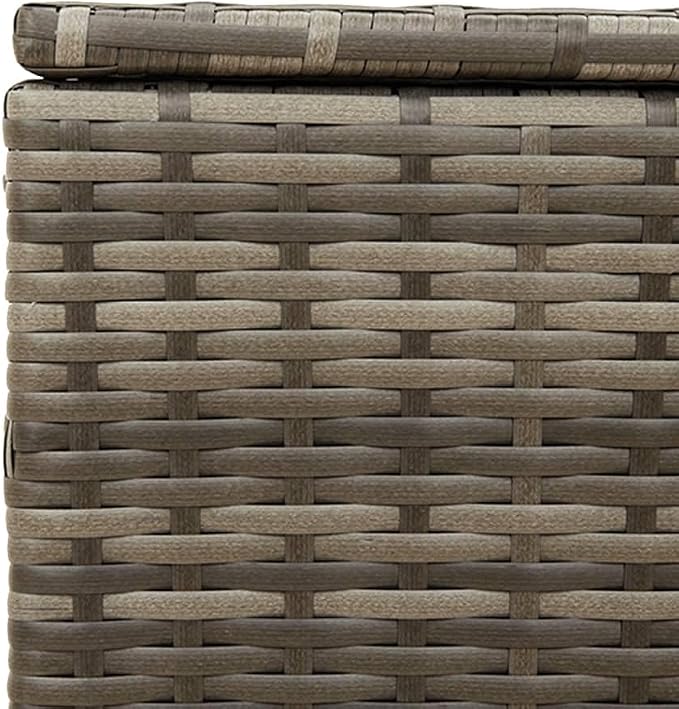 Garden Storage Box with Wheels Gray 50.2 Gal Poly Rattan Outdoor storage box Outdoor furniture Deck storage box Suitable for patios, decks, gardens.