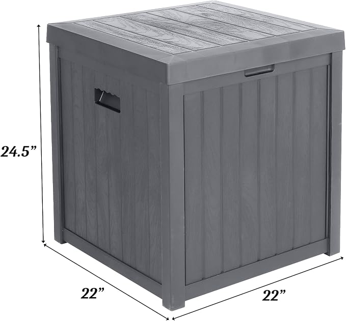 VINGLI 51 Gallon Outdoor Deck Box, Plastic Deck Box Design with Convenient Handles, Lockable Storage Box for Patio, Garden, Backyard and Balcony (Grey)