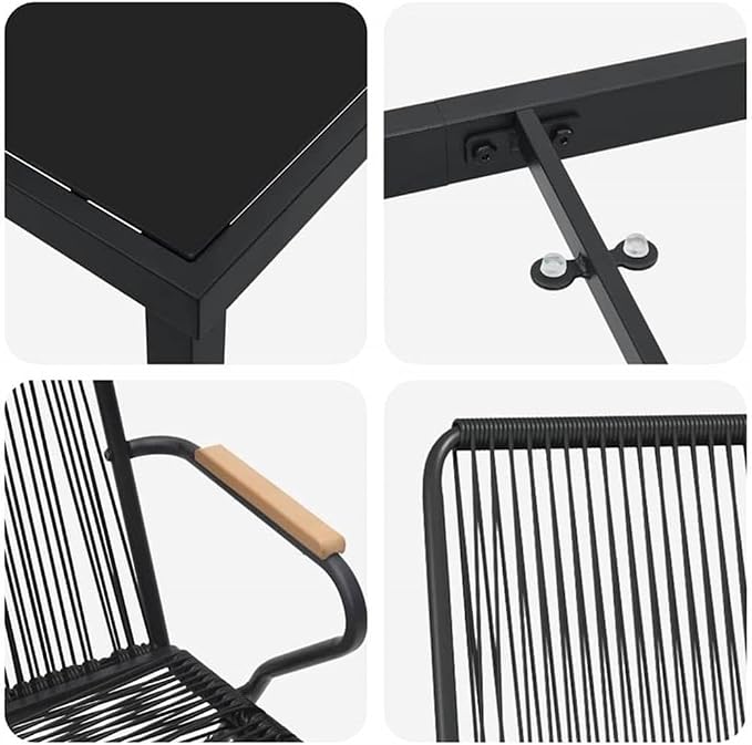 Afuera Living 7-Piece Powder-Coated Steel Patio Dining Set, Black Finish, Rectangular Table, UV-Resistant Materials, Durable Outdoor Furniture for Garden or Patio, Seating Capacity 6
