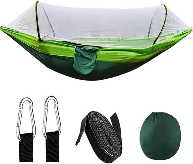 2-in-1 Camping Hammock with Mosquito Net 1.6lbs Ultralight Parachute Nylon Hanging Bed for Outdoor Survival Travel Backyard