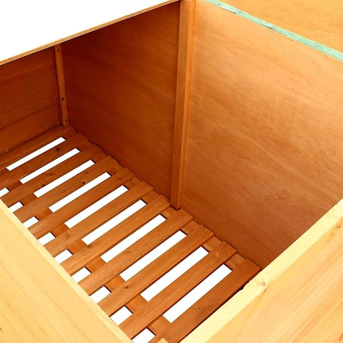Wooden Outdoor Storage Box, 49.6-Inch Large Deck Chest for Patio Garden Furniture, Waterproof Fir Wood Bin for Cushions Pillows Toys