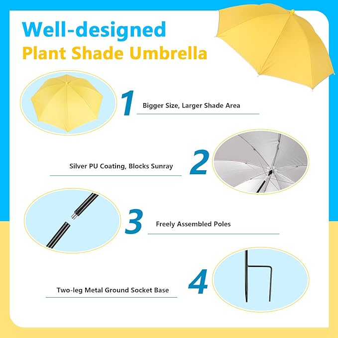 Tryly Plant Umbrellas for Outdoor Plants, Garden Umbrella Shade for Potted Plants and Garden Beds, Provide Shade to Defend Plants From Blazing Sun