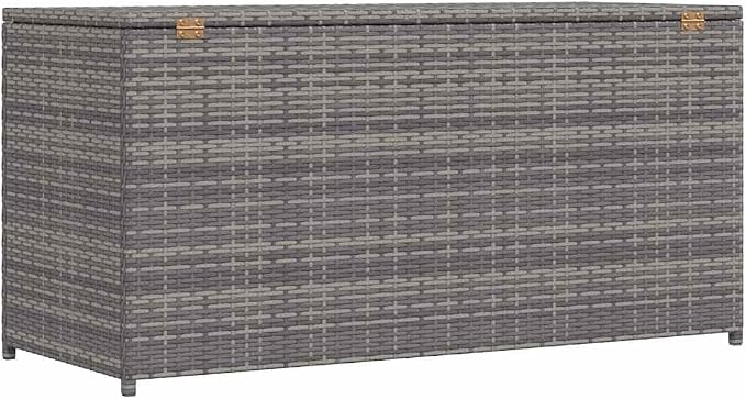 Grey Poly Rattan Garden Storage Box Collapsible Design with Water-Resistant Finish and UV Resistant Materials for Outdoor Space