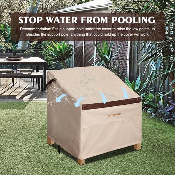 Patio Chair Covers Waterproof 32''W x 37''D x 36''H Rip Resistant Lawn Chair Covers Dust-Proof UV Resistant 600D High Quality Beige/Brown Outdoor Furinture Chair Covers