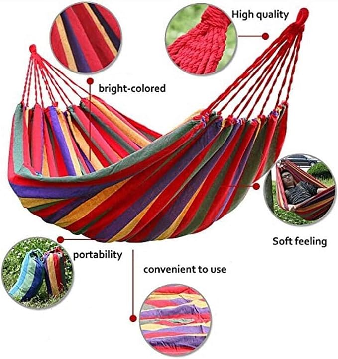 Portable Cotton Hammock, Suitable for Hanging Durable hammocks, Perfect for Camping Outdoor/Indoor Backyard, with Hanging Ropes and Carrying Bags (Blue, X-Large)