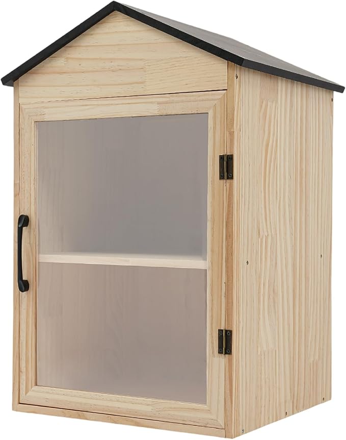 Outdoor Library Box, 16x14.6x25.4inch Wood Literature Exchange Box DIY Little Wood Cabinet with Shelf for Outside Neighborhoods Community and Schools Sharing Books Literature (Gable Roof)