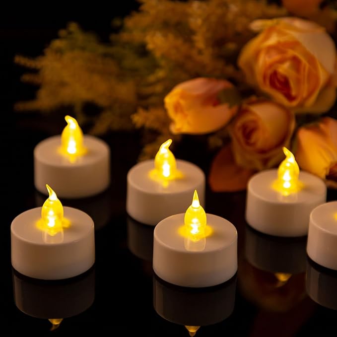 Hanzim Tea Light Candles with Remote Control,Flickering Flameless LED Candle,Long Lasting 400+Hours,Battery Operated with Timer for Home Decoration Seasonal &Festival Celebration Warmyellow (5pcs)