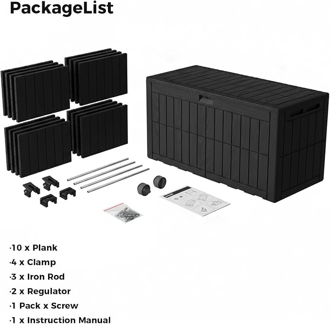 100 Gallon Outdoor Storage Box, Water proof Resins Deck Box with Lockable Lid, U V Resistants for Patio Furniture Garden Tools Pool Supplies 122x61x54cm / 48x24x21.26in (100 Gallon)