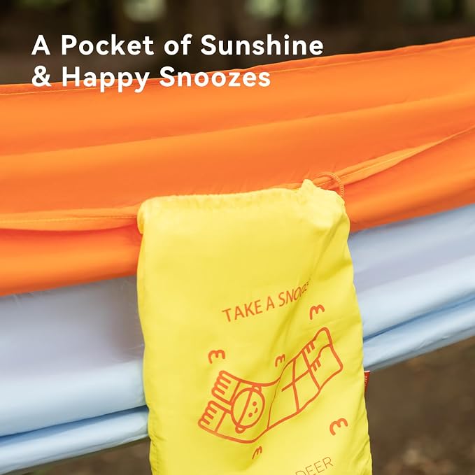 Morning Deer Double Portable Hammock | with Tree Straps, 450lbs Capacity, Camping Hammock, Camping Essentials Gear, Perfect for Outside Hiking Beach Backpack