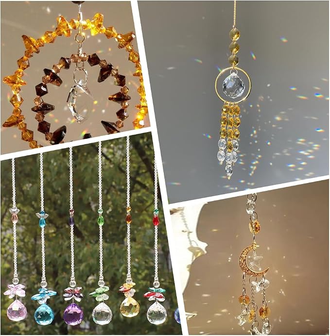 1 Box 120Pcs 14mm Crystal Glass Octagon Beads 2 Hole Prism Bead Bulk Yellow Glitter Chandelier Replacement Connector Suncatcher Faceted Spacers for DIY Lamp Hanging Ornament Pendant Adults