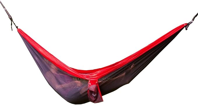 Algoma Travel Hammock Double Nylon, Portable 2 Person, 400LB Capacity (Red/Grey)