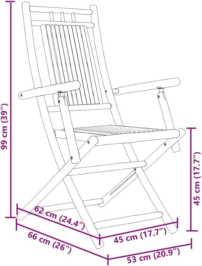 5 Piece Garden Dining Set Bamboo Folding Table and 4 Chairs Rectangular Outdoor Patio Furniture for Balcony Terrace and Backyard Natural Beige 21.7x43.3x29.5in