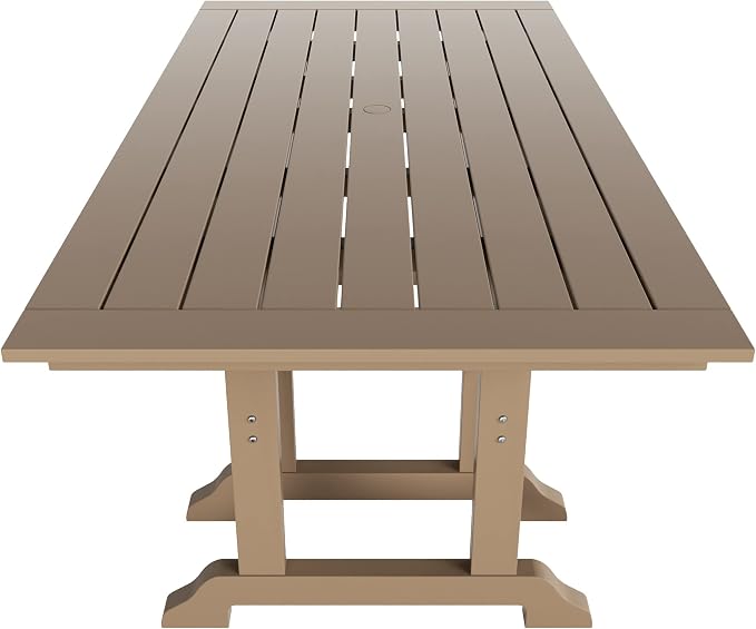 WO Home Furniture Adirondack Patio Dining Chair Table Bench Set of 6 PCS Rectangle Dinner Table Dining Arm-Chairs (Weathered Wood)