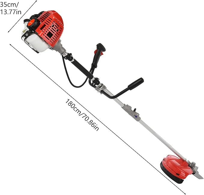 cdar 52cc Gas Weed Eater, 2 in 1 Gas Weed Trimmer with 3-Tooth Blade & String Head, 2-Stroke Side-Mounted Weed Wacker Gas Powered, Multi Gas String Trimmer Brush Cutter for Yard Garden Lawn Red